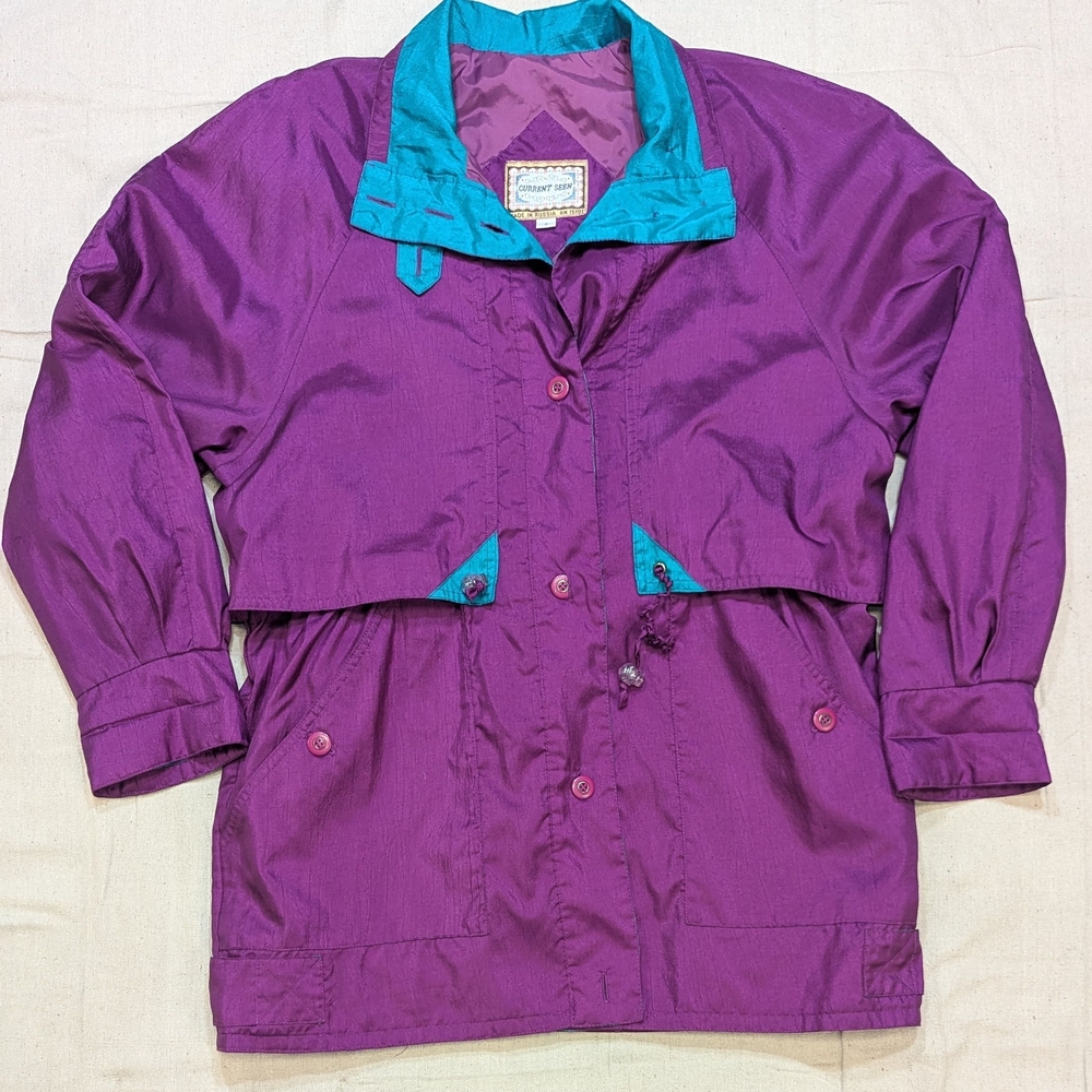 Women's Purple Ski Jacket with Teal Trim - Lightweight Snow Coat
